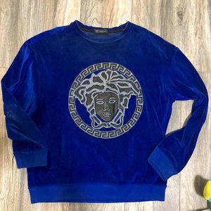 Gianni Versace Blue Velvet Men's Sweatshirt Size Med